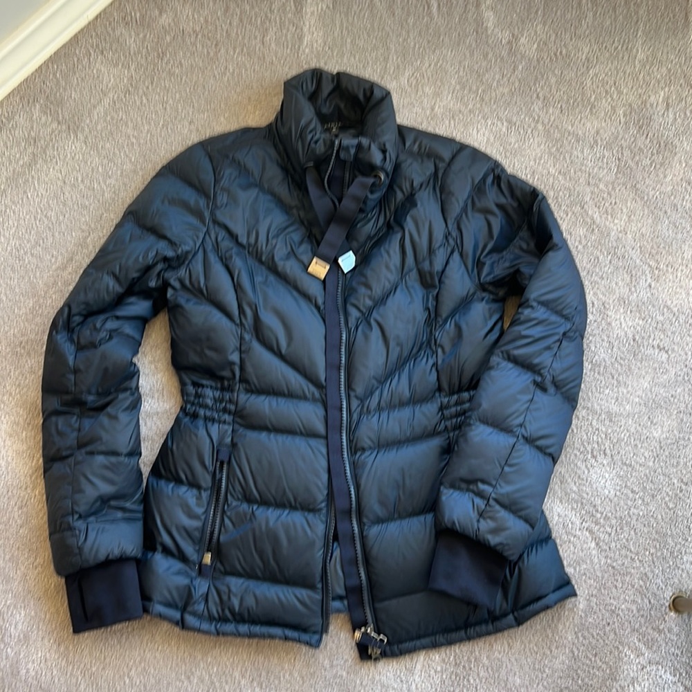 Athleta navy puffer coat